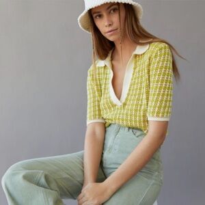 BDG Lime and Cream Women's knit Blouse sz small